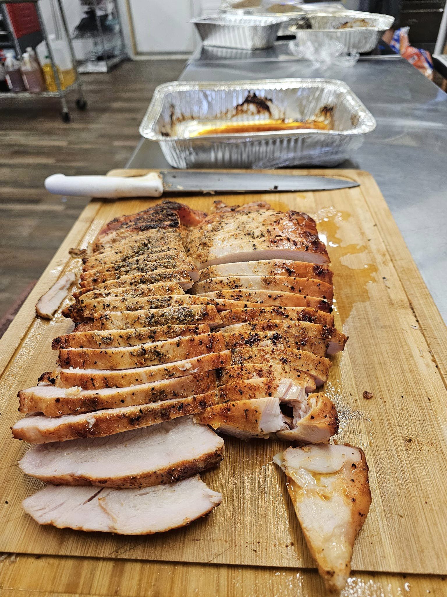 roast turkey on cutting board